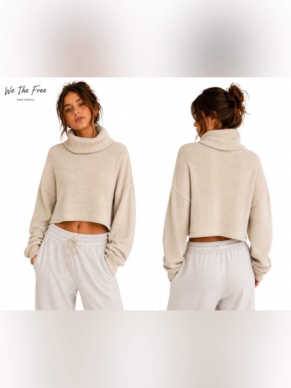 Free people Ribbed cropped Pullover Sweater Small granola girl minimalist
